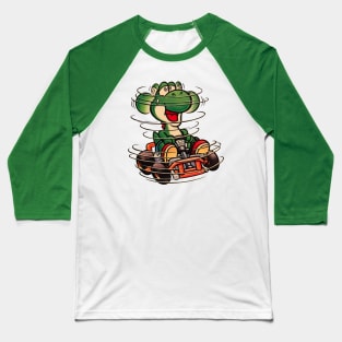 Dinosaur on go kart Baseball T-Shirt